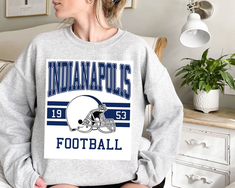 Indianapolis Football Sweatshirt, Vintage Retro Indianapolis Football Shirt for NFL Fans - Image 2