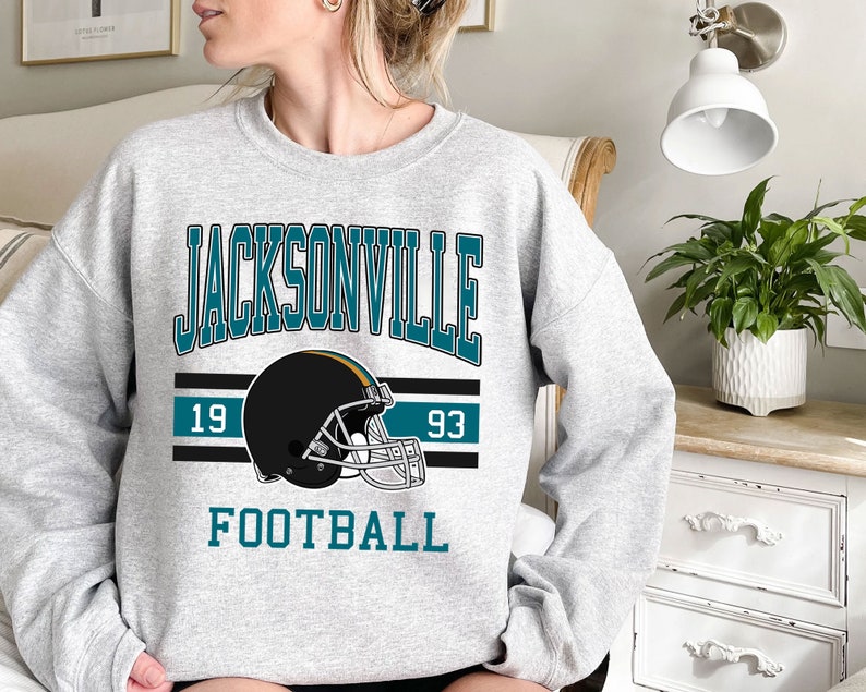 Jacksonville Football Sweatshirt, Vintage Retro Jacksonville Football Shirt for NFL Fans - Image 2