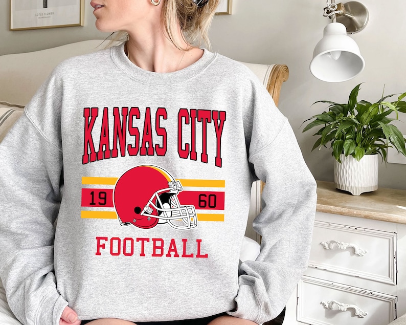 Kansas City Football Sweatshirt, Vintage Retro Kansas City Football Shirt for NFL Fans - Image 2