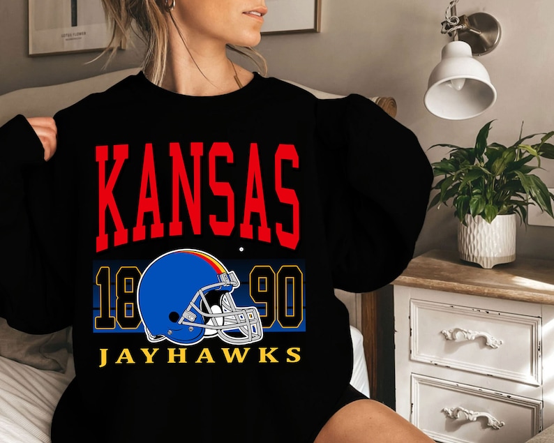 Kansas Football Crewneck Sweatshirt, Kansas Football Sweatshirt, Football Fan Shirt, University Football Fan Shirt - Image 3