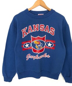 Kansas Jayhawks Football Team Rugby Spellout Pullover Jumper Sweatshirt Nice Design Vintage 80S 90S