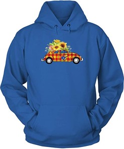 Kansas Jayhawks Hoodie, Bug Car Sunflower Checked Pattern Hoodie, Kansas Basketball Shirts Gifts