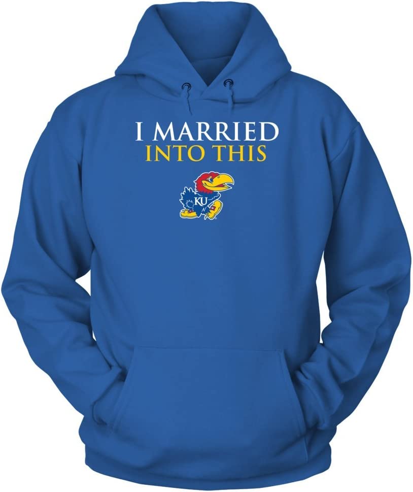 Kansas Jayhawks Hoodie, I Married Into This School Font Gifts For Fans - Image 2