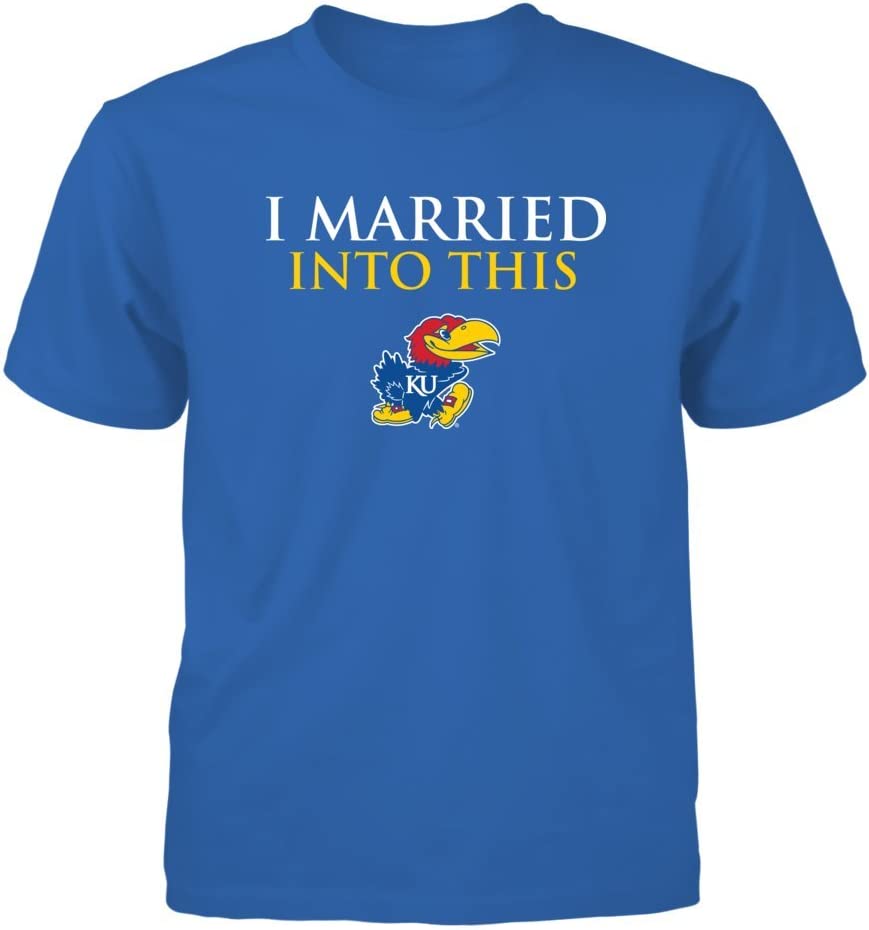 Kansas Jayhawks Hoodie, I Married Into This School Font Gifts For Fans - Image 3