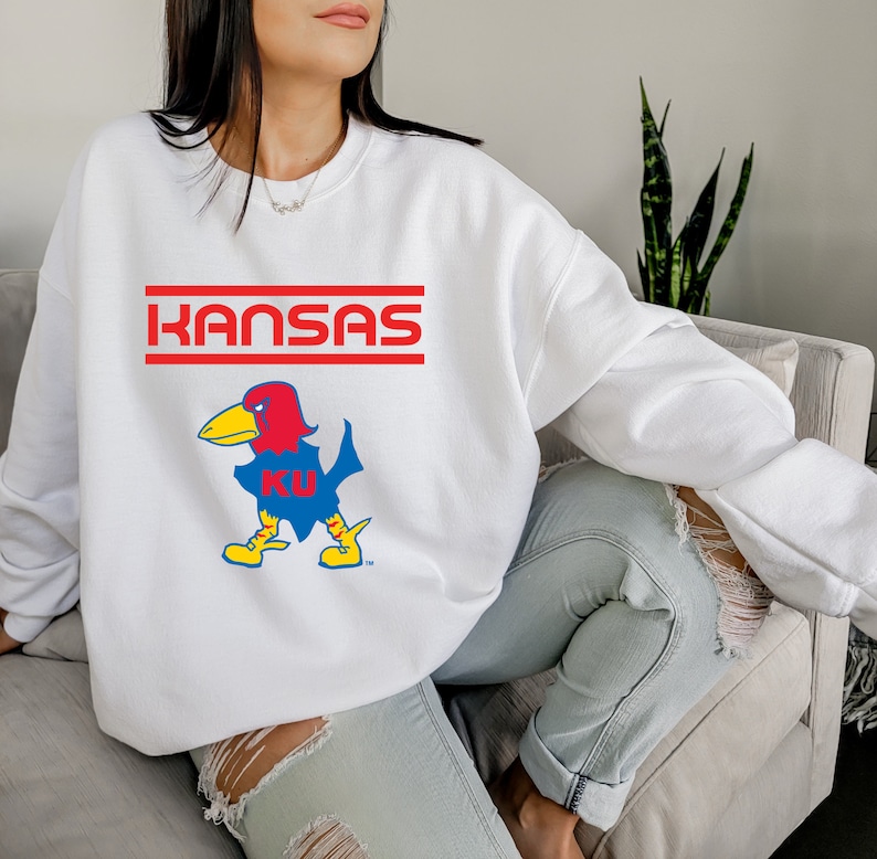 Kansas Jayhawks Retro Print Graphic Sweatshirt, Rock Chalk Shirt, Women'S Kansas Sweatshirt, Jayhawks Apparel - Image 2