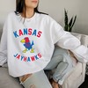 Kansas Jayhawks Retro Print Graphic Sweatshirt, Women'S Kansas Sweatshirt, Jayhawks Apparel