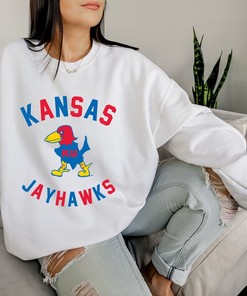 Kansas Jayhawks Retro Print Graphic Sweatshirt, Women'S Kansas Sweatshirt, Jayhawks Apparel