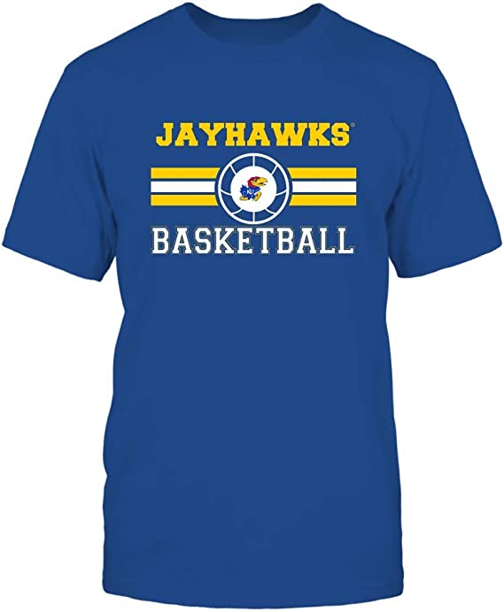 Kansas Jayhawks Shirt, Basketball Center Logo Retro Stripes, Kansas Basketball Shirts Gifts