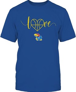 Kansas Jayhawks Shirt, Basketball Heart Love, Kansas Basketball Shirts Gifts