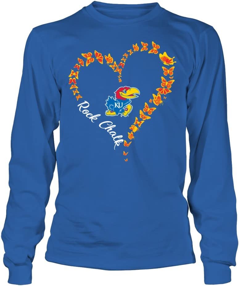 Kansas Jayhawks Shirt, Butterflies Heart, Kansas Basketball Shirts Gifts