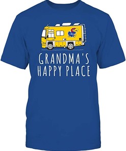 Kansas Jayhawks Shirt, Camping Grandma'S Happy Place Team, Kansas Basketball Shirts Gifts