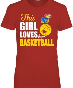 Kansas Jayhawks Shirt, This Girl Loves Kansas Basketball, Kansas Basketball Shirts Gifts