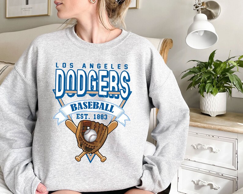 Los Angeles Baseball Crewneck Sweatshirt, Vintage Los Angeles Baseball Shirt, Baseball Fan Gift,Los Angeles Fan Shirt - Image 2