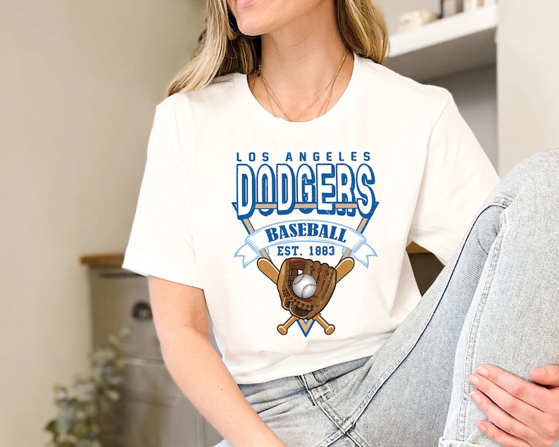 Los Angeles Baseball Crewneck Sweatshirt, Vintage Los Angeles Baseball Shirt, Baseball Fan Gift,Los Angeles Fan Shirt - Image 3