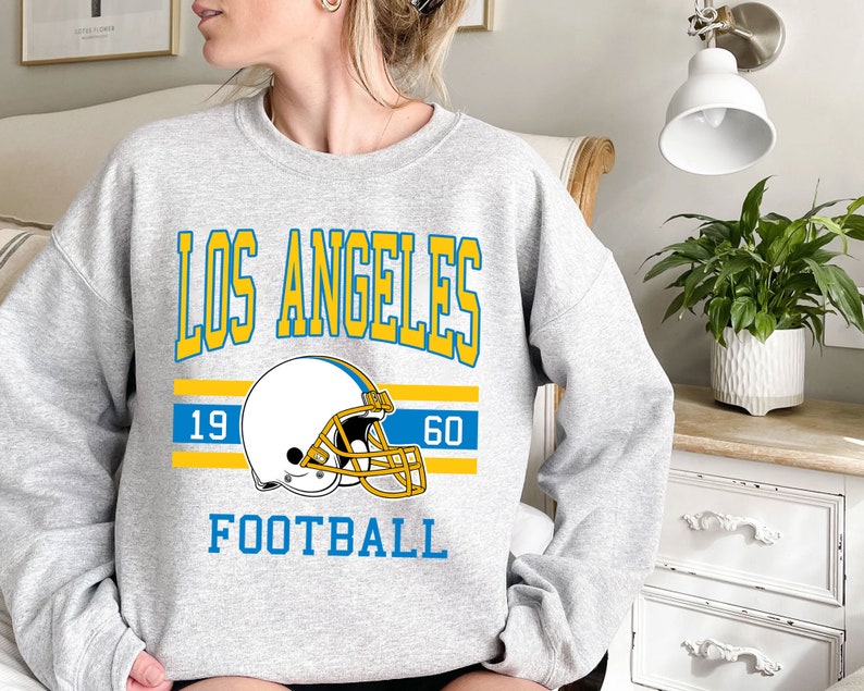 Los Angeles Football Sweatshirt, Vintage Retro Los Angeles Football Shirt for NFL Fans - Image 2