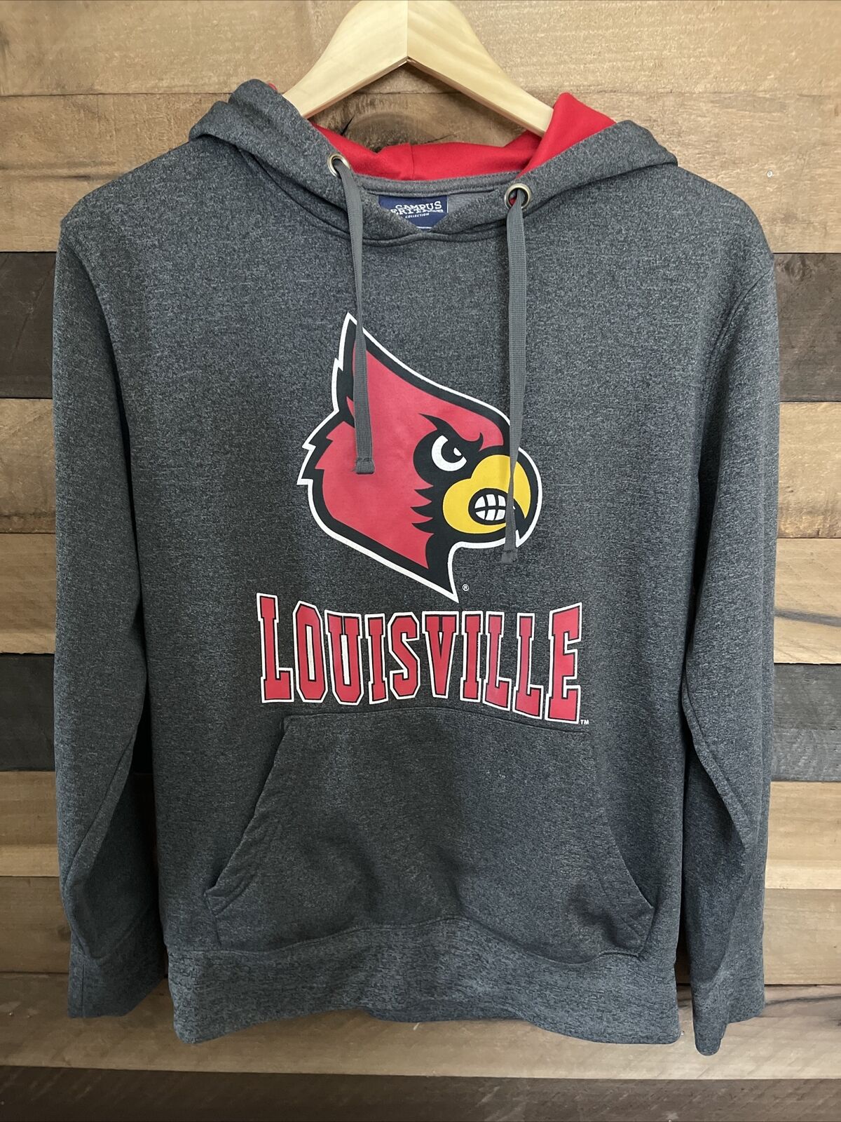 Louisville Cardinals Hoodie Small Hooded Pullover Sweatshirt Reprinted, Louisville Sweatshirt