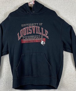 Louisville Cardinals Large Black Sweatshirt Ncaa Hooded Sweatshirt Shirt Hoodie Full Size