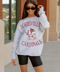 Louisville Cardinals Play On Fleece Crewneck Pullover University Football Shirt Gifts, Ncaa Fans