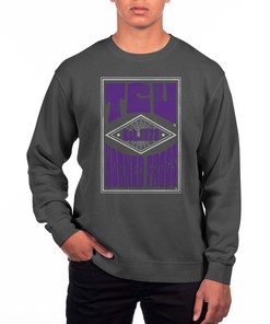 Men'S Black Tcu Horned Frogs Pigment Dyed Fleece Crewneck Sweatshirt, University Football Fan Shirt, Tcu Student Gifts