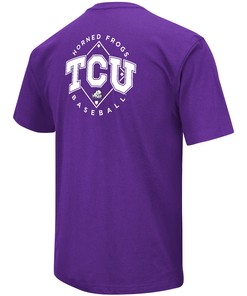 Men'S Colosseum Tcu Horned Frogs Baseball On Deck 2 Hit T-Shirt, University Football Fan Shirt, Tcu Student Gifts