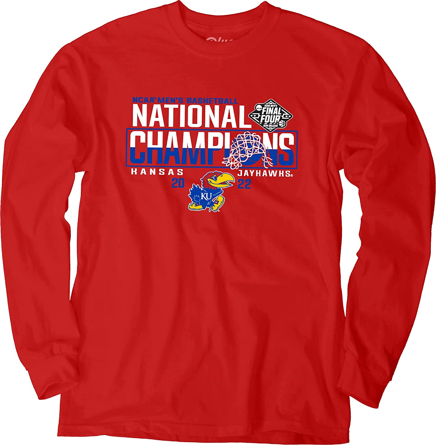 Men'S Ncaa Kansas Jayhawks National Basketball Champions Long Sleeve Shirt 2022, Kansas Basketball Shirts - Image 2