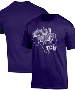 Men'S Russell Athletic Tcu Horned Frogs Distressed Wordmark T-Shirt, University Football Fan Shirt, Tcu Student Gifts