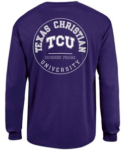 Men'S Russell Athletic Tcu Horned Frogs Long Sleeve T-Shirt, University Football Fan Shirt, Tcu Student Gifts