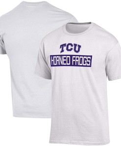 Men'S Russell Athletic White Tcu Horned Frogs Secondary Color T-Shirt, University Football Fan Shirt, Tcu Student Gifts