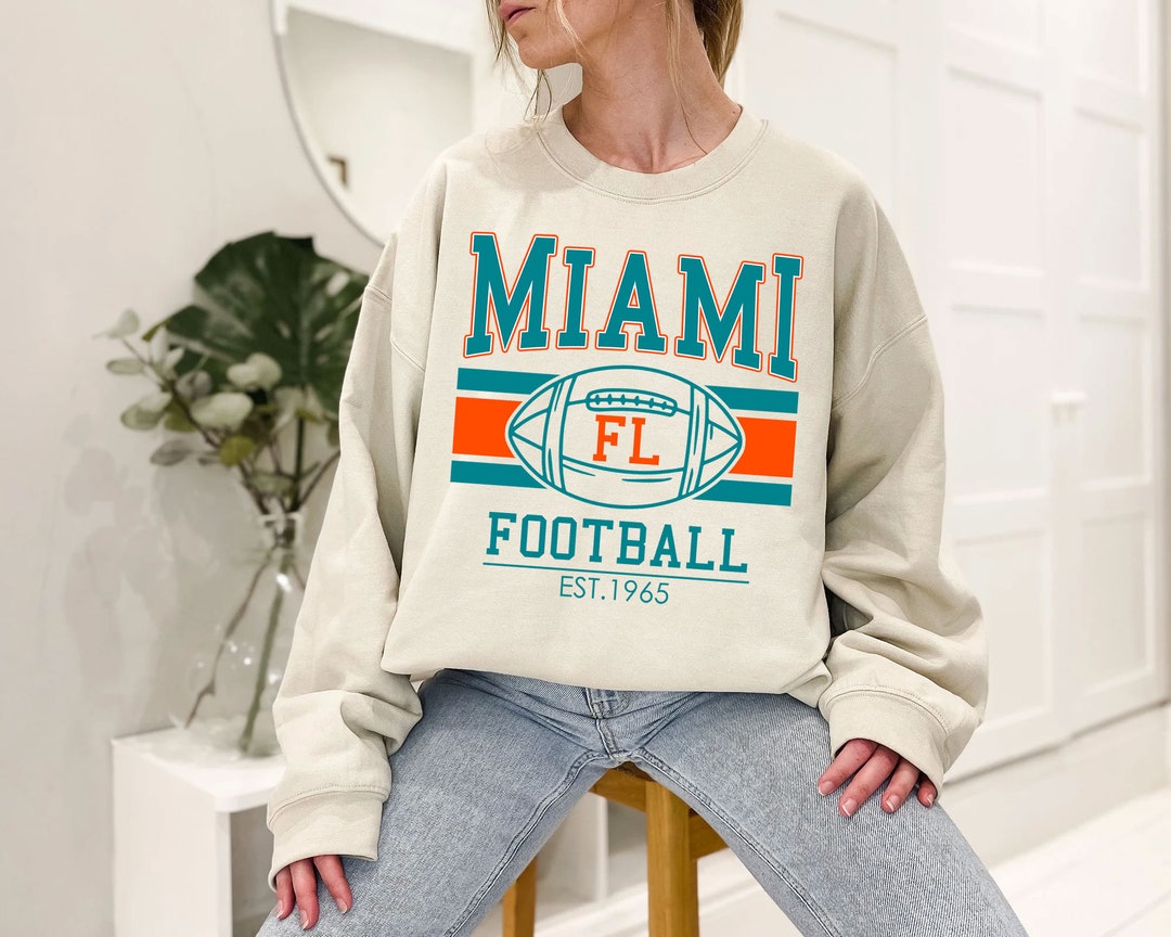 Miami Football Sweatshirt, Vintage Retro Miami Football Shirt for NFL Fans