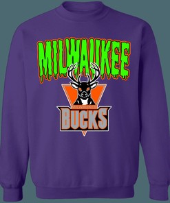 Milwaukee Bucks HALLOWEEN Retro NBA Crewneck Sweatshirt Hoodie Shirt Gifts for NBA Fans