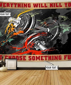 Motivational Quotes Banner Flag Tapestry For Home Gym Décor, Gifts for Gym Lovers, Workout room decor