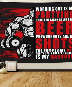Motivational Quotes Banner Flag Tapestry For Home Gym Décor Wall Art, Workout room decor