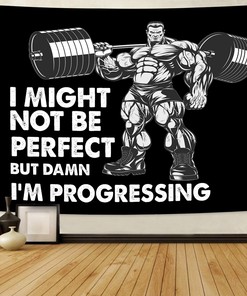 Motivational Quotes Banner Flag Tapestry For Home Gym Decor, Workout room decor
