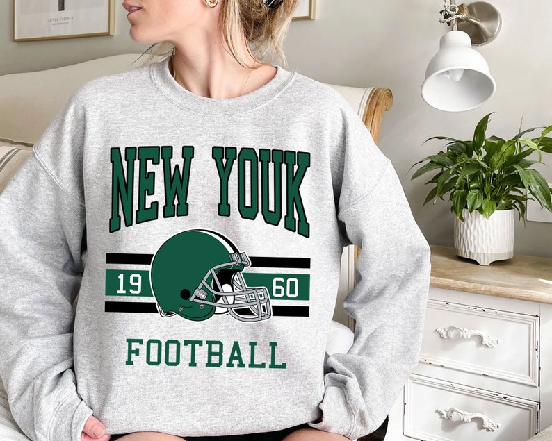New York Football Sweatshirt, Vintage Retro New York Football Shirt for NFL Fans - Image 2