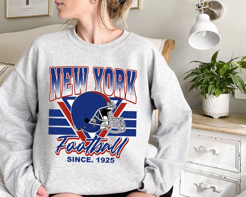 New York Football Team Sweatshirt, Vintage New York Football Crewneck Sweatshirt Hoodie Shirt Gifts for NFL Fans - Image 2