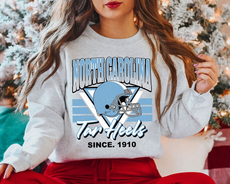 North Carolina Crewneck Sweatshirt, Vintage North Carolina Football Fan Shirt, University Football Fan Shirt - Image 2