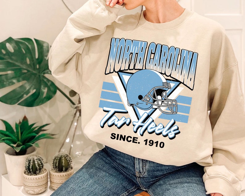 North Carolina Crewneck Sweatshirt, Vintage North Carolina Football Fan Shirt, University Football Fan Shirt - Image 4