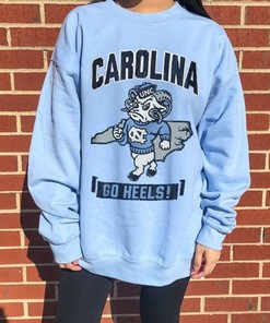 North Carolina Tar Heels Champion Youth Strong Mascot Sweatshirt, Vintage Tar Heels Shirt, Carolina Fan Crewneck