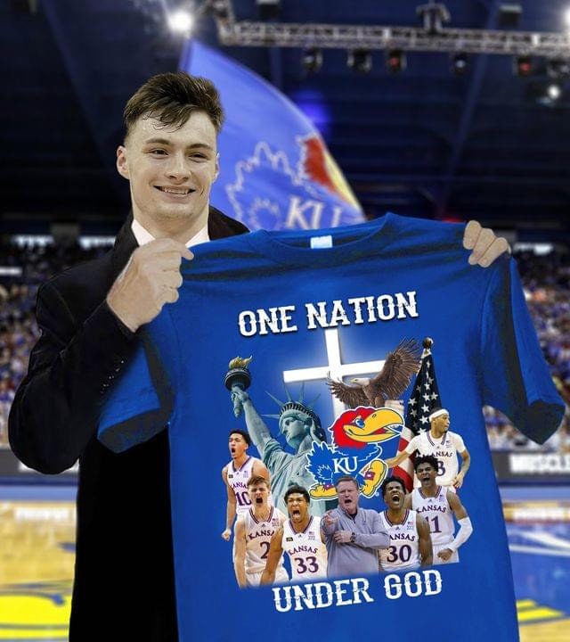One Nation Under God Basketball Kansas Jayhawks 2021-2022 Ncca Fans T Shirt, Kansas Basketball Shirts