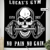 Personalized Bodybuilding Flag Tapestry Gym Decor Skull Dumbbell Wall Art, Gym Flags