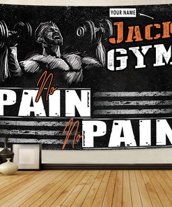 Personalized Fitness Home Gym Decor Motivational Banner Flag Tapestry, Motivational gym flags