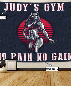 Personalized Fitness Home Gym Decor Woman Bikini Banner Flag Tapestry, Motivational gym flags