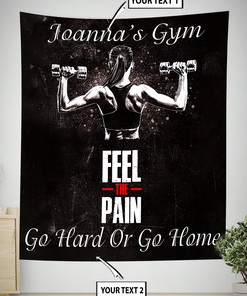 Personalized Fitness Women Banner Flag Tapestry Home Gym Decor Fitness Gift, Workout room decor