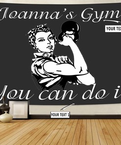 Personalized Fitness Women Gym Banner Flag Tapestry Gym Gifts, Gym Flags
