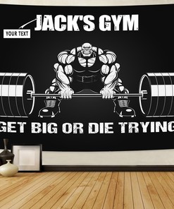 Personalized Gym Banner Flag Tapestry Muscle Man Gifts for Gym Lovers, Gym Flags