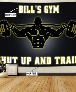 Personalized Gym Banner Flag Tapestry Muscle Man, Gym Flags