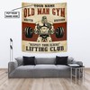 Personalized Gym Flag Banner Tapestry Weightlifting Old Man Home Gym Decor Wall Art, Gym Flags
