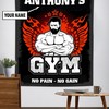 Personalized Gym Flag Tapestry Garage Gym Wall Art Home Gym Idea, Gym Flags
