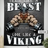 Personalized Gym Flags Banner Tapestry Home Gym, Fitness Club Viking Barbell, Gym Flags