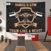 Personalized Gym Flags Banners Tapestry Home Gym Decor Garage Gym Flags Weightlifting Train Like A Beast, Gym Flags